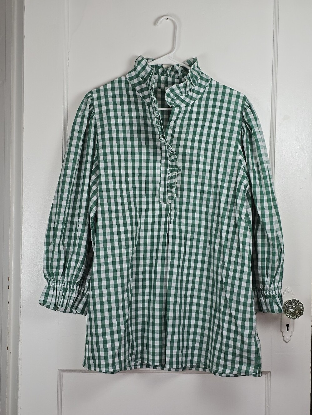 Sage Vell Green and White Gingham Cottagecore Blouse NEW w/Tag XL